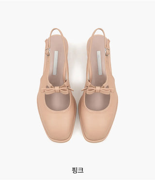 Rose Ribbon Mary Jane Low Heel Slingback 3cm