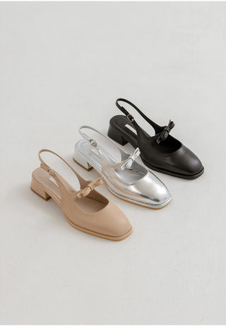 Rose Ribbon Mary Jane Low Heel Slingback 3cm