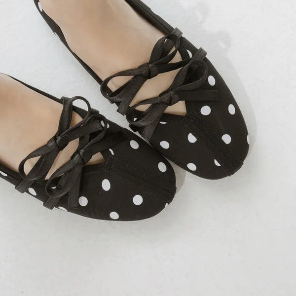 Hazel ribbon Mary Jane flat shoes 1cm