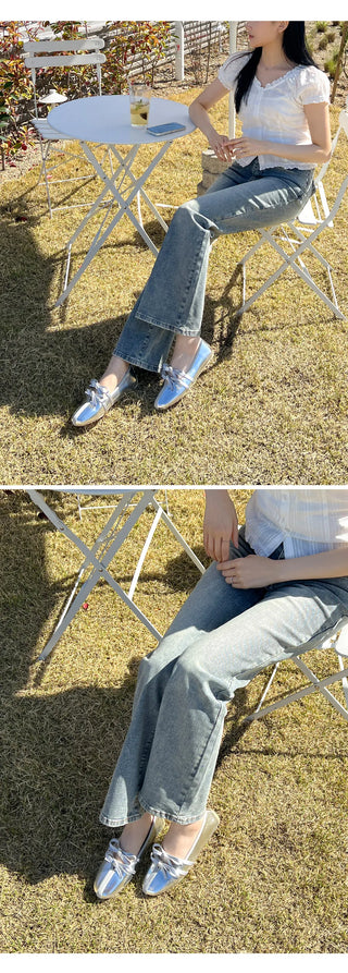 Hazel ribbon Mary Jane flat shoes 1cm