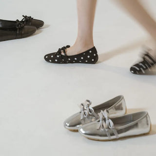 Hazel ribbon Mary Jane flat shoes 1cm