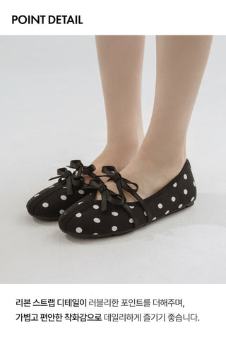 Hazel ribbon Mary Jane flat shoes 1cm