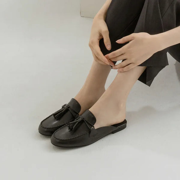 Gray tassel loafers 1cm