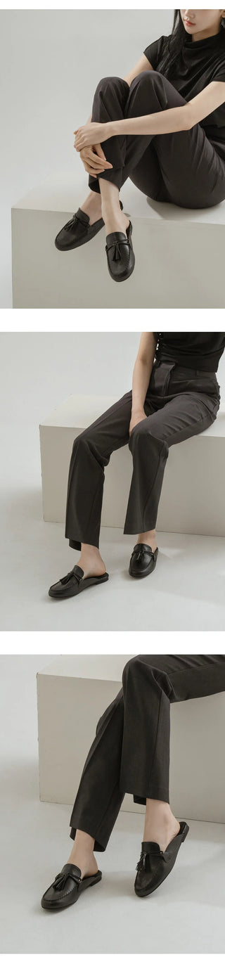 Gray tassel loafers 1cm