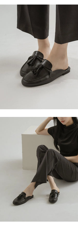 Gray tassel loafers 1cm
