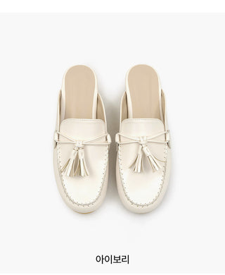 Gray tassel loafers 1cm
