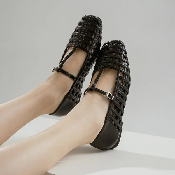 Dilora Mesh Mary Jane Flat Shoes 1cm