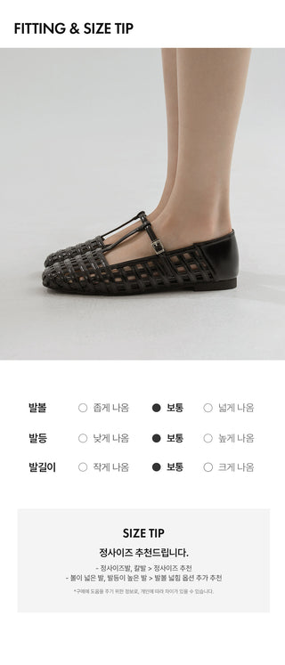 Dilora Mesh Mary Jane Flat Shoes 1cm