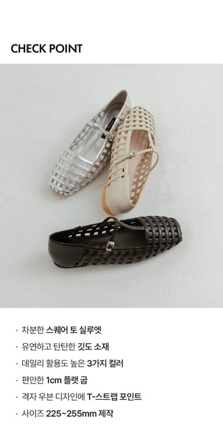 Dilora Mesh Mary Jane Flat Shoes 1cm
