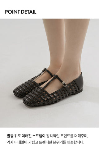 Dilora Mesh Mary Jane Flat Shoes 1cm