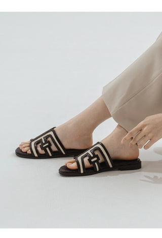 2cm span jacquard woven slipper mules