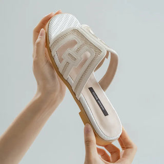 2cm span jacquard woven slipper mules