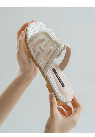 2cm span jacquard woven slipper mules