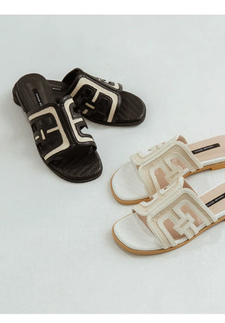 2cm span jacquard woven slipper mules