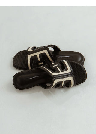 2cm span jacquard woven slipper mules