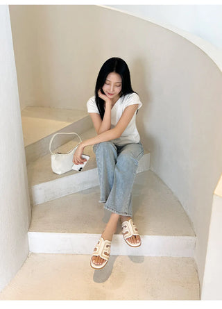 2cm span jacquard woven slipper mules