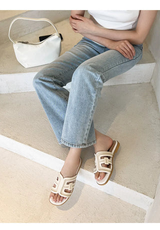2cm span jacquard woven slipper mules