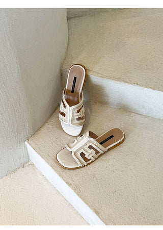 2cm span jacquard woven slipper mules