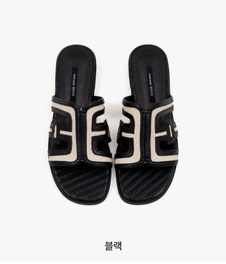 2cm span jacquard woven slipper mules