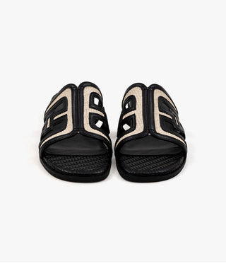 2cm span jacquard woven slipper mules