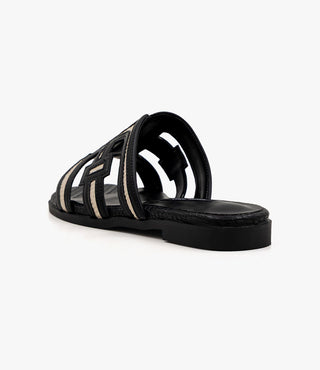 2cm span jacquard woven slipper mules