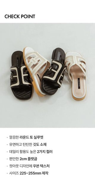 2cm span jacquard woven slipper mules