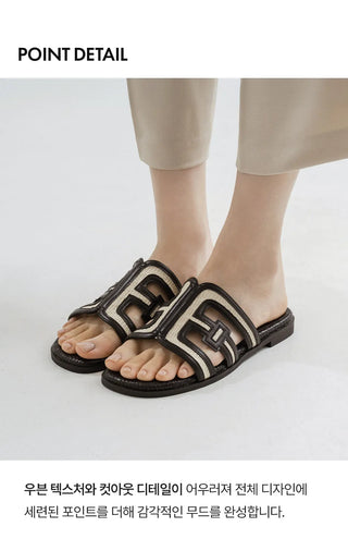 2cm span jacquard woven slipper mules