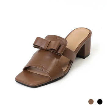 Zenith Cowhide Ribbon Mule Slippers 5cm