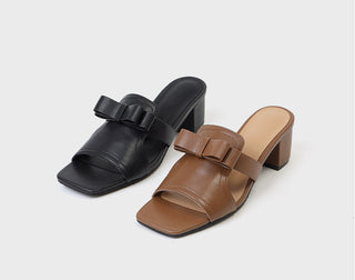 Zenith Cowhide Ribbon Mule Slippers 5cm