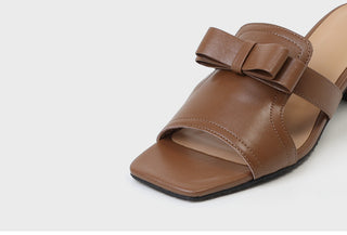 Zenith Cowhide Ribbon Mule Slippers 5cm