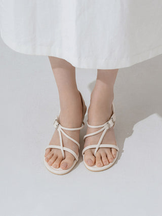 Piqué mid-heel strap sandals 6cm