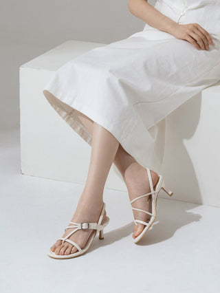 Piqué mid-heel strap sandals 6cm