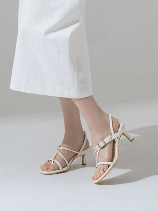 Piqué mid-heel strap sandals 6cm