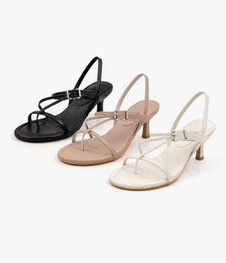 Piqué mid-heel strap sandals 6cm
