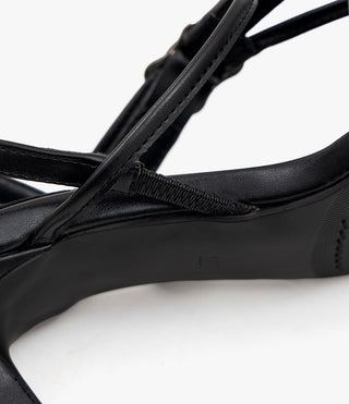Piqué mid-heel strap sandals 6cm