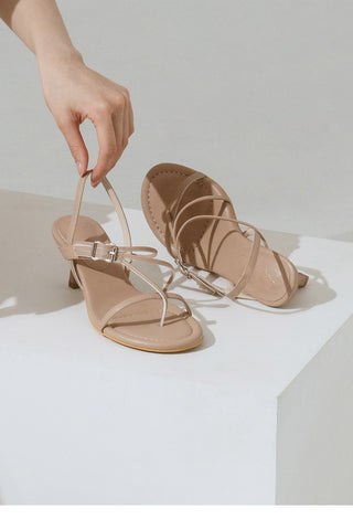 Piqué mid-heel strap sandals 6cm