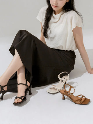 Solar Belt Strap Mid-heel Sandals 6cm