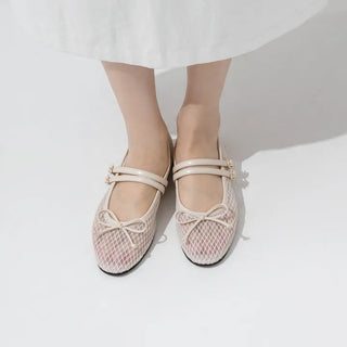 Coco Mesh Mary Jane Flat Shoes 1cm