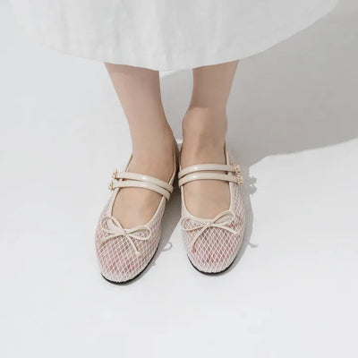 Coco Mesh Mary Jane Flat Shoes 1cm