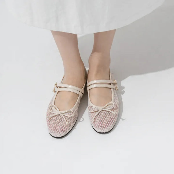 Coco Mesh Mary Jane Flat Shoes 1cm