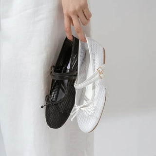 Coco Mesh Mary Jane Flat Shoes 1cm