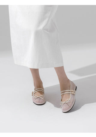 Coco Mesh Mary Jane Flat Shoes 1cm