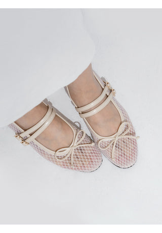 Coco Mesh Mary Jane Flat Shoes 1cm