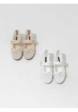 Coco Mesh Mary Jane Flat Shoes 1cm