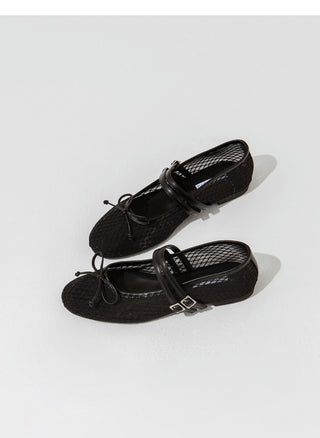Coco Mesh Mary Jane Flat Shoes 1cm