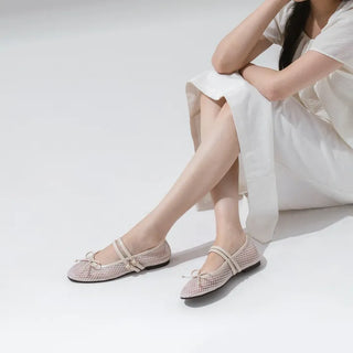 Coco Mesh Mary Jane Flat Shoes 1cm