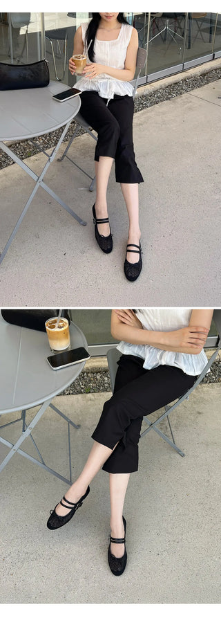 Coco Mesh Mary Jane Flat Shoes 1cm
