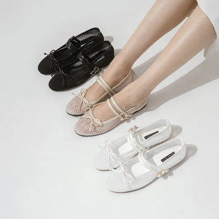 Coco Mesh Mary Jane Flat Shoes 1cm