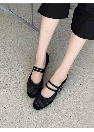 Coco Mesh Mary Jane Flat Shoes 1cm