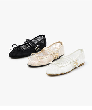 Coco Mesh Mary Jane Flat Shoes 1cm